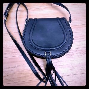 Round Faux Leather Crossbody Bag